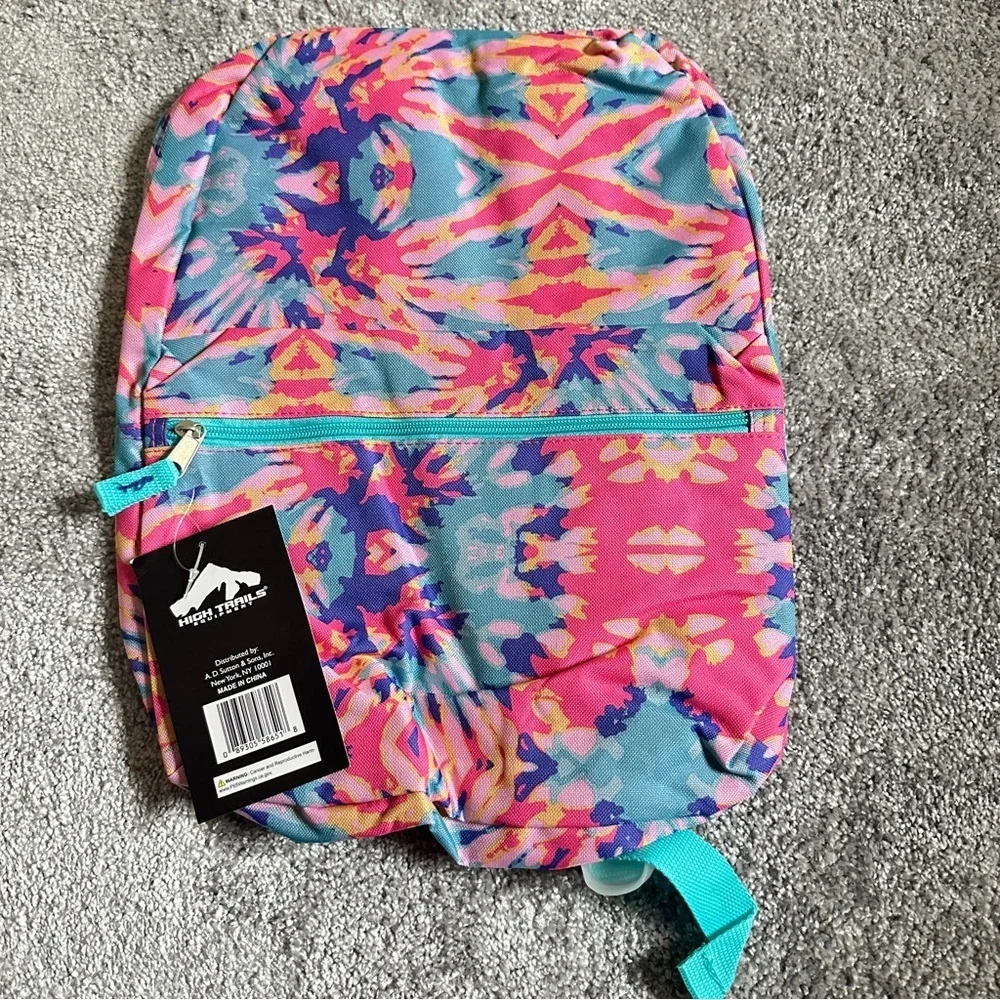 High Trails Kids Backpack – Colorful Tie-Dye Abstract Print – Blue Straps